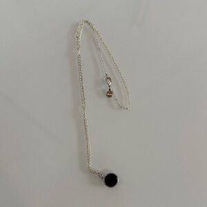 Stella & Dot Silver Necklace with Black Charm